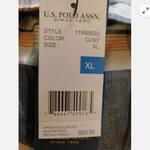 U.S. POLO ASSN. Mens Blue Multicolor Plaid Button Up Shirt Long Sleeve Size XL - Picture 4 of 4